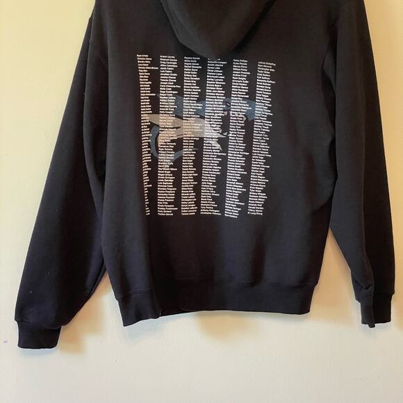 Jerzees M/M black white Senior Sh4RKS shark spell spell out hoodie casual cozy - Picture 7 of 7